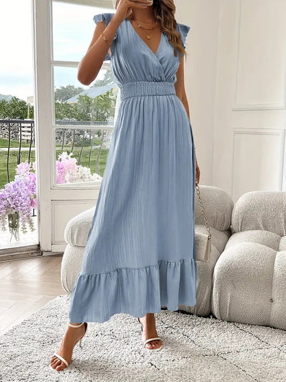 Terry – Ruffle Sleeve Smocked Midi Dress